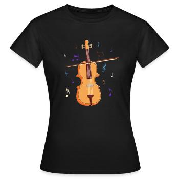 Violin fiddle fiddle musician gift music - Women's T-Shirt - black - Front - AI Model Female 172 dark (172cm)