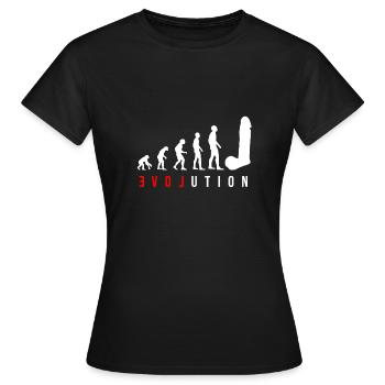 Evolution Dildo - Pour femmes célibataires - T-shirt Femme - noir - Devant - AI Model Female 172 dark (172cm)