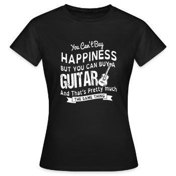 Du kannst kein Glück kaufen, aber du kannst eine Gitarre kaufen - Frauen T-Shirt - Schwarz - Vorne - AI Model Female 172 dark (172cm)