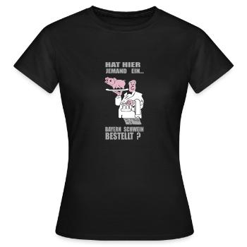 Cadeau bavarois drôle de commande de porc - T-shirt Femme - noir - Devant - AI Model Female 172 dark (172cm)