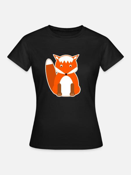 Sweet fox - children animals - Women's T-Shirt - black