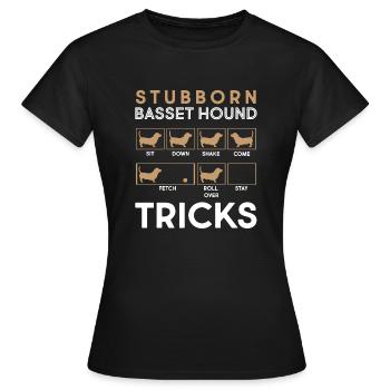 Astuces Basset Hound Obstiné - T-shirt Femme - noir - Devant - AI Model Female 172 dark (172cm)