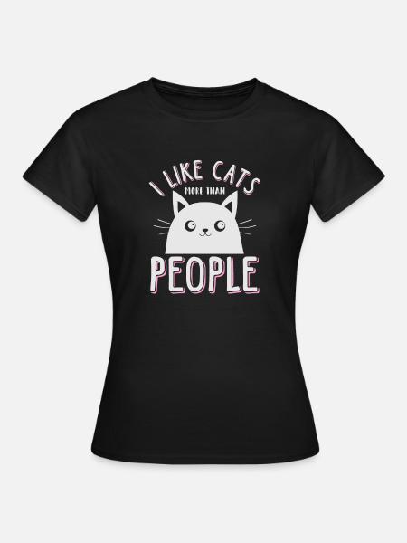 Me gustan los gatos más que las personas - Camiseta mujer - negro