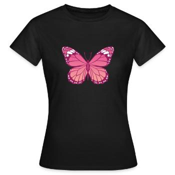 PAPILLON ROSE - T-shirt Femme - noir - Devant - AI Model Female 172 dark (172cm)