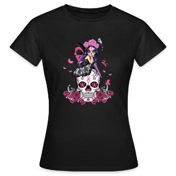 breast cancer girl pink awareness head cancer - Frauen T-Shirt - Schwarz - Vorne - AI Model Female 172 dark (172cm)