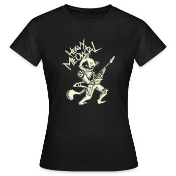 Heavy Metal Cat Rock Guitare Cat Guitarist Band - T-shirt Femme - noir - Devant - AI Model Female 172 dark (172cm)