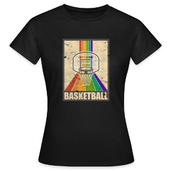 Basketball Retro Basketballkorb Regenbogen - Frauen T-Shirt - Schwarz - Vorne - AI Model Female 172 dark (172cm)