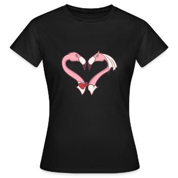 Hochzeitspaar Flamingo - Frauen T-Shirt - Schwarz - Vorne - AI Model Female 172 dark (172cm)