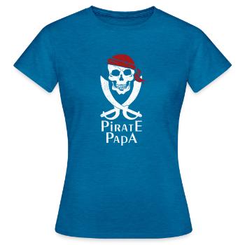 Pirate Papa Jolly Roger Skull - Frauen T-Shirt - Antikblaues Saphir meliert - Vorne - AI Model Female 172 dark (172cm)