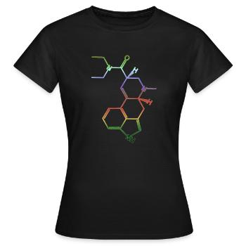Molécule de formule structurelle LSD A. Hofmann Bicycle Day - T-shirt Femme - noir - Devant - AI Model Female 172 dark (172cm)