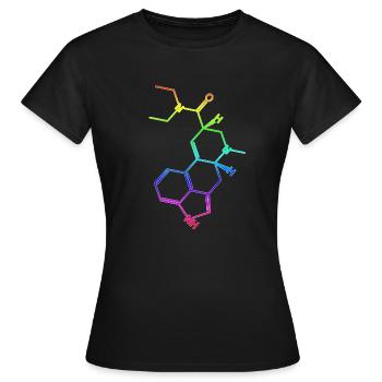 Molécule de formule structurelle LSD A. Hofmann Bicycle Day - T-shirt Femme - noir - Devant - AI Model Female 172 dark (172cm)