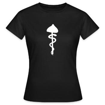 Pilz Schlange,Drogen Halluzination DMT Erleuchtung - Frauen T-Shirt - Schwarz - Vorne - AI Model Female 172 dark (172cm)