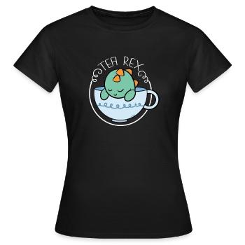 Tea Rex tea tea drinker - Women's T-Shirt - black - Front - AI Model Female 172 dark (172cm)