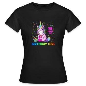 Einhorn 18. Geburtstag Jahre Alt Mädchen Geschenk - Frauen T-Shirt - Schwarz - Vorne - AI Model Female 172 dark (172cm)