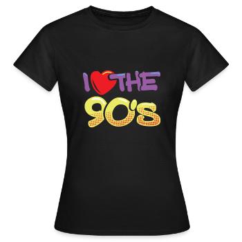 J'aime les années 90 J'aime les années 90 90 - T-shirt Femme - noir - Devant - AI Model Female 172 dark (172cm)