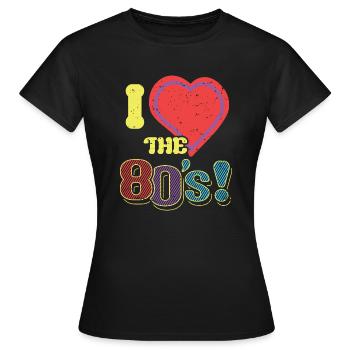 J'aime les années 80 J'aime la musique pop des années 80 - T-shirt Femme - noir - Devant - AI Model Female 172 dark (172cm)
