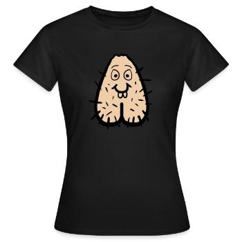 Testicules, pénis pour le visage, sac, cadeau poilu drôle. - T-shirt Femme - noir - Devant - AI Model Female 172 dark (172cm)