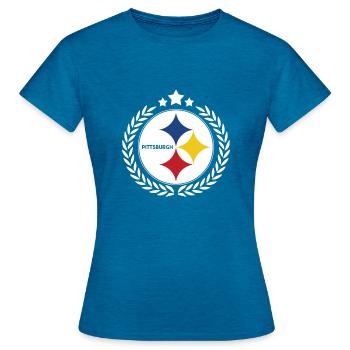 Pittsburgh United Nation - Frauen T-Shirt - Antikblaues Saphir meliert - Vorne - AI Model Female 172 dark (172cm)