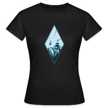 Gondole montagne arbre nature étoiles nuit cadeau - T-shirt Femme - noir - Devant - AI Model Female 172 dark (172cm)