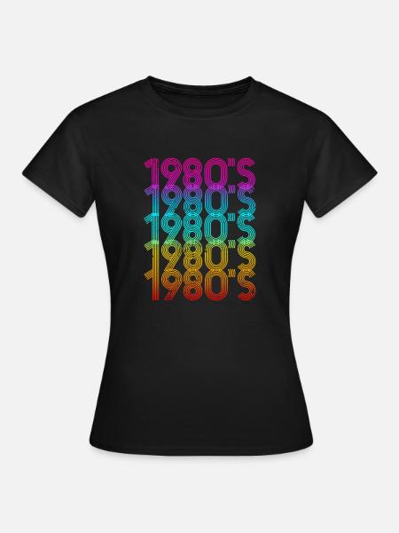 1980'er 80er Jahre - Frauen T-Shirt - Schwarz