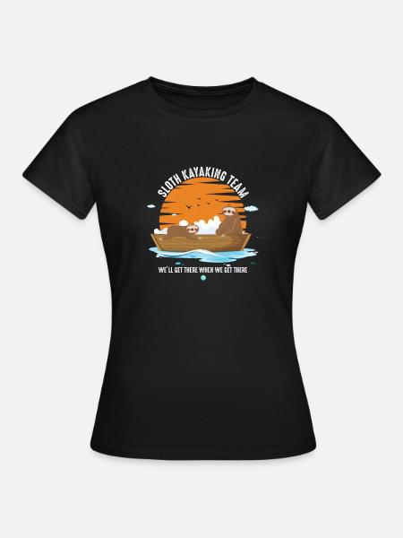 Sloth Canoe Kayak Team Gift - Women's T-Shirt - black