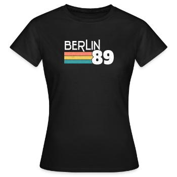 Berlin Retro Vintage 80er Mauerfall 1989 Geschenk - Frauen T-Shirt - Schwarz - Vorne - AI Model Female 172 dark (172cm)