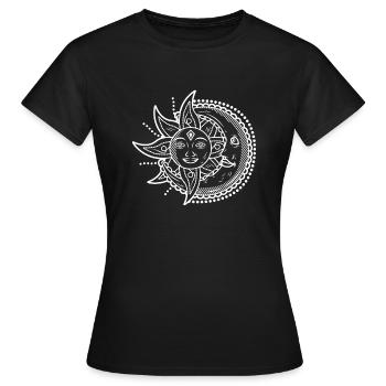 sun Moon Sonne Mond Gute Nacht Halbmond yin yang - Frauen T-Shirt - Schwarz - Vorne - AI Model Female 172 dark (172cm)