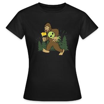 New Mexico Flag Big Foot Walking Fun Gift print - Women's T-Shirt - black - Front - AI Model Female 172 dark (172cm)