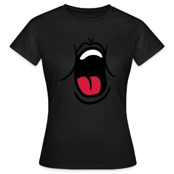 hunger essen witzig gaehnen schreien mund muede br - Frauen T-Shirt - Schwarz - Vorne - AI Model Female 172 dark (172cm)