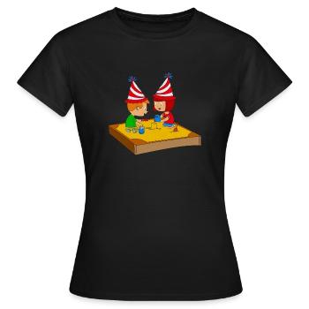Funny birthday kid in sandbox playing - Women's T-Shirt - black - Front - AI Model Female 172 dark (172cm)