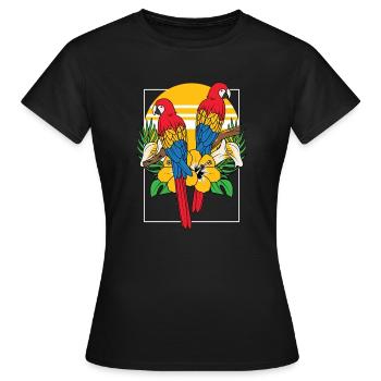 Tropic Tropisch Papagei Vogel Hellroter Ara - Frauen T-Shirt - Schwarz - Vorne - AI Model Female 172 dark (172cm)