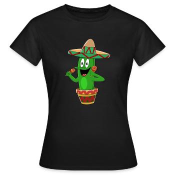 Fiesta Cactus Party Sombrero - T-shirt Femme - noir - Devant - AI Model Female 172 dark (172cm)