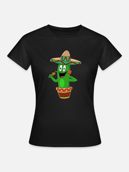 Fiesta Cactus Party Sombrero - Dame-T-shirt - sort