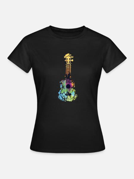 Ukulele guitar color rainbow musician gift - Women's T-Shirt - black