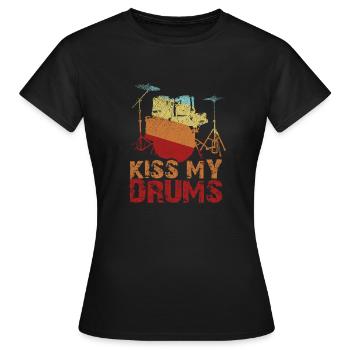 Drum Gift Drum Stick Bass Music Band - Women's T-Shirt - black - Front - AI Model Female 172 dark (172cm)