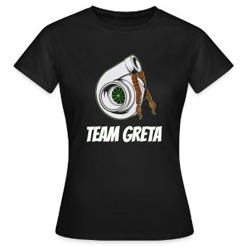 Équipe Greta avec turbocompresseur avec illustration de tresses - T-shirt Femme - noir - Devant - AI Model Female 172 dark (172cm)