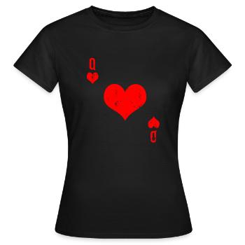 Playing Card Heart Queen Card Card Game - Women's T-Shirt - black - Front - AI Model Female 172 dark (172cm)