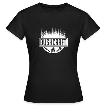 Bushcraft Survival Lagerfeuer - Frauen T-Shirt - Schwarz - Vorne - AI Model Female 172 dark (172cm)