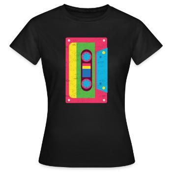 Cassette Tape Funky des années 1980 Rainbow Vintage Gift - T-shirt Femme - noir - Devant - AI Model Female 172 dark (172cm)