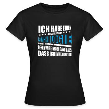 PSICOLOGIA Studente Laurea dicendo divertente - Maglietta da donna - nero - Fronte - AI Model Female 172 dark (172cm)
