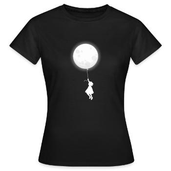 XASTY Tolles Kunst Design Mädchen mit Mond Shirt - Frauen T-Shirt - Schwarz - Vorne - AI Model Female 172 dark (172cm)