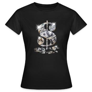 Cool wie Dollarschein-Dollar-Zeichen $$ Geschenk-Entwurf - Frauen T-Shirt - Schwarz - Vorne - AI Model Female 172 dark (172cm)