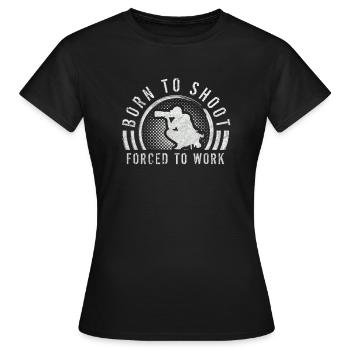 Photographie Proverbe, Né pour photographier - T-shirt Femme - noir - Devant - AI Model Female 172 dark (172cm)