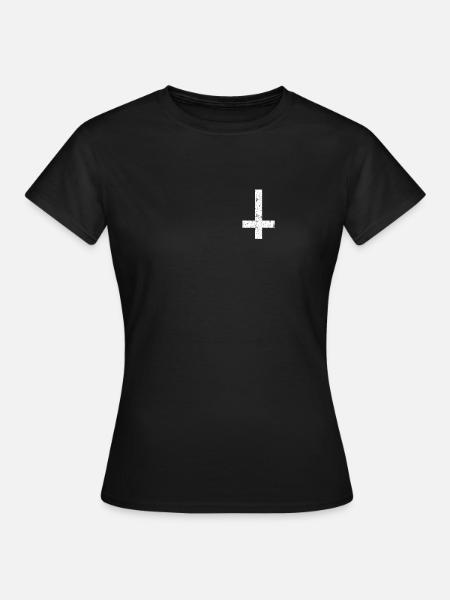 Umgedrehtes Kreuz Petrus Satan Siegel Symbol Goth - Dame-T-shirt - sort