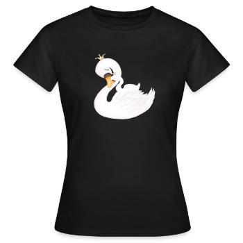 Cygne Reine du cygne Mère et enfant - T-shirt Femme - noir - Devant - AI Model Female 172 dark (172cm)