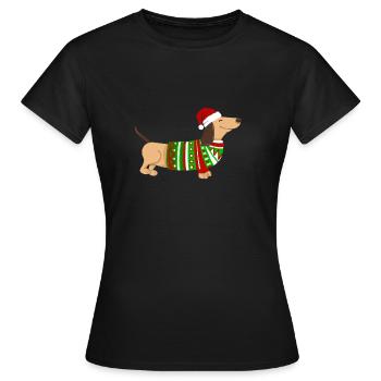 Weihnachtshund Weihnachten Dackel Hund Geschenk - Frauen T-Shirt - Schwarz - Vorne - AI Model Female 172 dark (172cm)