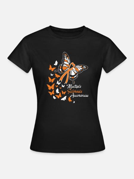 Bewusstseins-Schmetterlings-Geschenk der multiplen Sklerose - Dame-T-shirt - sort