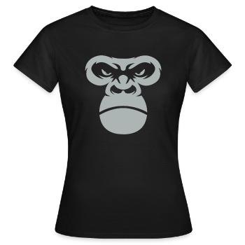 Gorille visage dos d’argent singe cadeau - T-shirt Femme - noir - Devant - AI Model Female 172 dark (172cm)