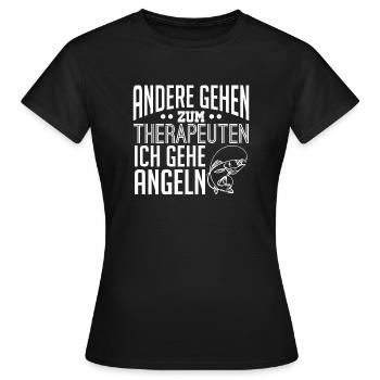 Angeln - Frauen T-Shirt - Schwarz - Vorne - AI Model Female 172 dark (172cm)