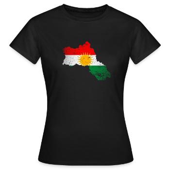 Kurdistan Kurdische Flagge für Kurden - Frauen T-Shirt - Schwarz - Vorne - AI Model Female 172 dark (172cm)